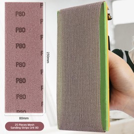 Sruhrak Mesh Sanding Strips 80 X 230mm，25 Pieces Professional Sanding Mesh with P80 Grit, For Hand Sanding, Orbital Sanders and Hand Sanding Block