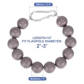 PATIKIL 2 Pcs Flagpole Retainer Ring Flag Pole Accessories, Flag Beaded Mount Ring Keep Flag Close to Pole Weight with Stainless Steel Cable for Indoor Outdoor Flagpole Gray