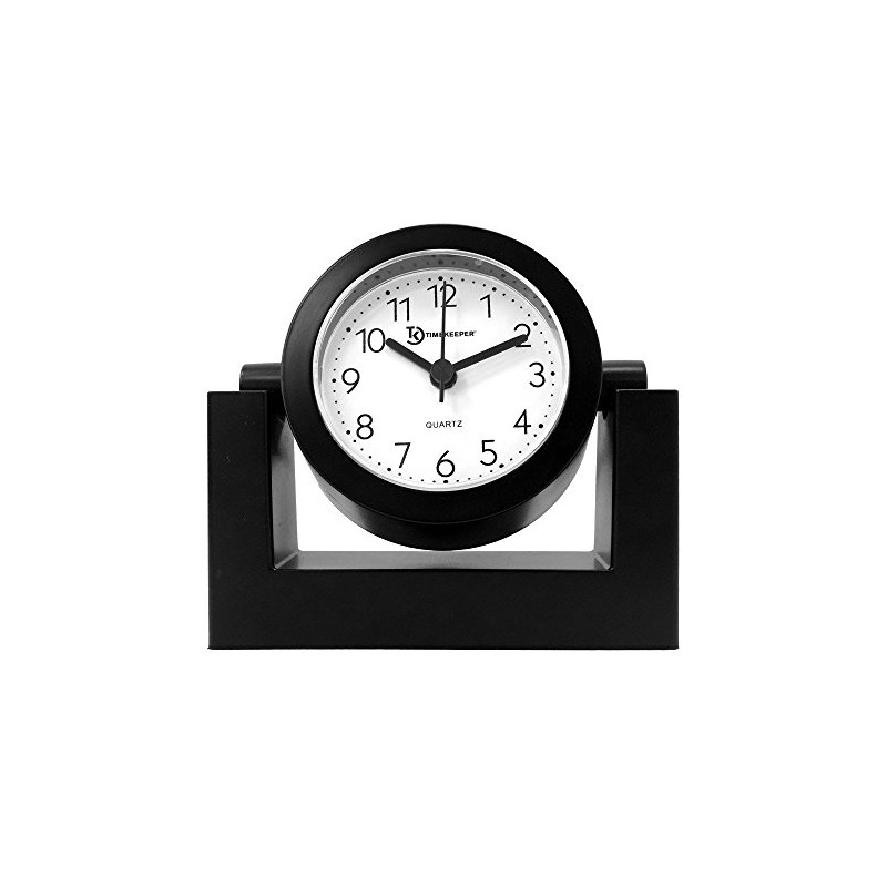 Timekeeper Small Desktop Swivel Clock for Desk, Battery Operated, 6.75"