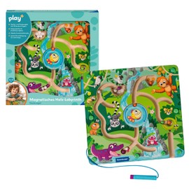 Ravensburger 4873 play+ Magnetic Wooden Maze: Jungle, Trains Fine Motor Skills, Skill and Colour Recognition, Travel Companion, Educational Wooden Toy for Children from 18 Months