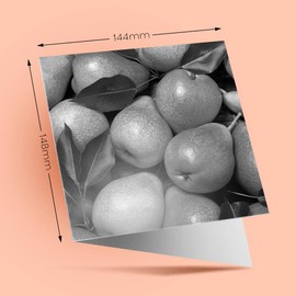 1 x Greeting Card BW - Pear Fruit Food Healthy Living - Blank Birthday Celebration Anniversary #36455