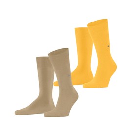 Burlington Men's Everyday 2-Pack Socks Breathable Cotton Reinforced Men's Socks Skin Friendly Durable Plain Business Everyday Multipack 2 Pairs, Beige Sesame 4410