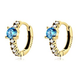 Silber Ohrringe für damen 925 mit einem Zirkonia in der Mitte. Creolen aus Silber 925 für Damen oder 18K Gold, ideal als Geschenk zum Muttertag... Ohrringe mädchen. Schmuck damen (Vergoldung)