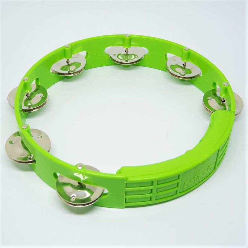 Nino Percussion NINO49GG Compact 8" ABS Plastic Handheld Tambourine, Grass