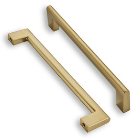 khtumeware 6 Inch Hole Center 2 Pack,Brushed Brass Cabinet Pulls Heavy Duty Solid Brushed Gold Kitchen Drawer Handle Antique Cabinet Hardware for Bathroom, Drawer, Cabinet
