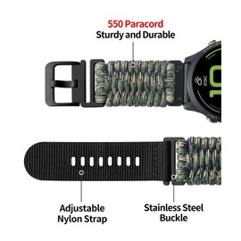 BINLUN Compatible with Garmin Watch Band 20mm 22mm 26mm, Heavy-Duty Braided 550 Paracord Nylon Sport Replacement Strap Design for Quickfit Fenix/Fit for Forerunner/for Instinct/for Quatix/for MARQ