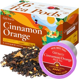 Gya Tea Co Caffeinated Cinnamon Orange Black Tea Pod (16 Count) - Smooth, Flavourful, Robust, Enjoy Hot or Iced