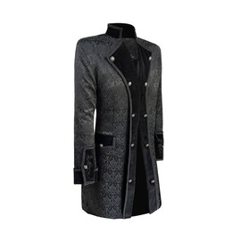 DRTES Men Steampunk Medieval Jacket Victorian Vampire Pirate Frock Coat Costume (Black, Large)