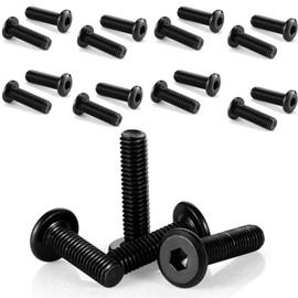 qingmeng Pack of 50 Rounded Head Screws M6 x 20 mm Carbon Steel Countersunk Screws Black Flat Head Screws Full Thread Machine Screws Furniture Screws