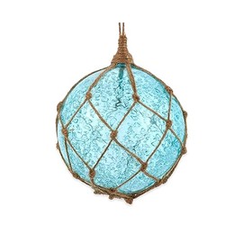 Kurt Adler D4371 Buoy Style with Rope Teal 4 Inch Textured Glass Hanging Christmas Decoration Ornament