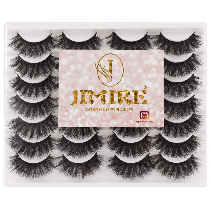 JIMIRE False Eyelashes Mink Fluffy Volume Lashes 3D Wispy Long