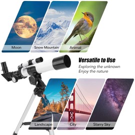 Telescope 40 mm Aperture, Portable Astronomical Refractor Telescope with 400 mm Focal Length, Astronomical Refractor Professional Telescope for Adults Children Beginners