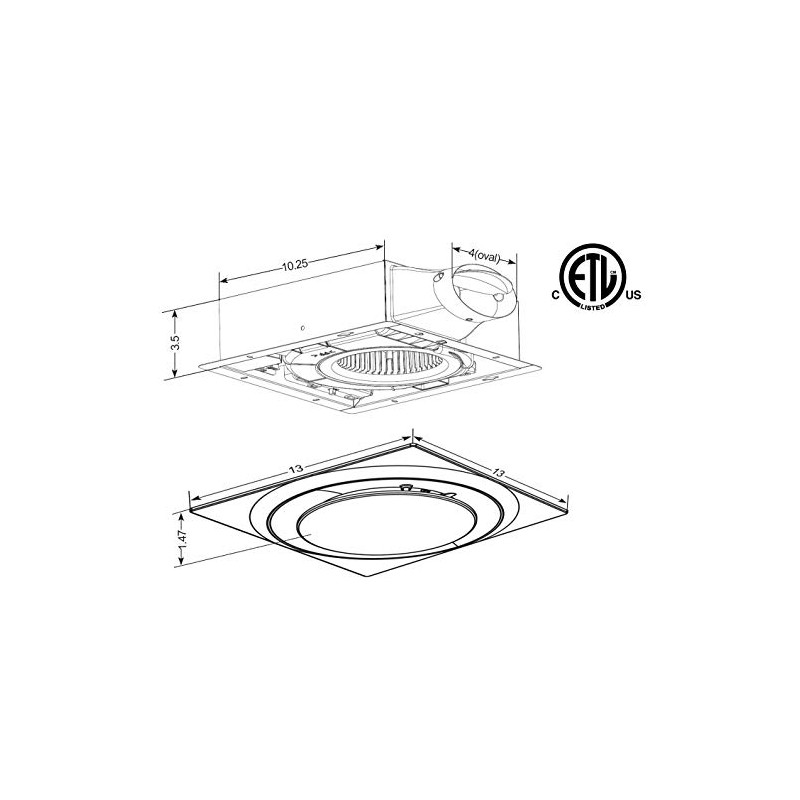 Aero Pure ABFS0511 D6 Adjustable Speed 50-80-110 CFM Bathroom Ventilation