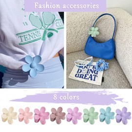 8 PCS Flower Claw Clips, Flower Hair Clips for Women & Girls, Strong Hold Hair Clips for Thick Long Hair, No Slip Summer Cute Claw Clips, Big Hair Clips Durable, Floral Hair Accessories with Cherry Blossom Color