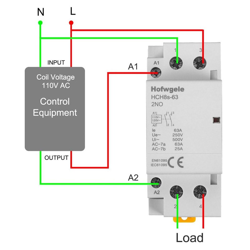 Hofwgele HCH8s-63 Household AC Contactor 63A 2 Pole Two Normally