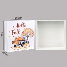 Fall Decorations for Home Fall Decor Home Room Pumpkins Truck Table Wood Box Sign Rustic Wooden Shelf Desk Decor Season Sign House Warming Gifts 5.9 x 5.9 Inch