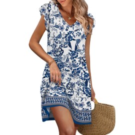 OFEEFAN Womens Summer Dresses 2025 Spring Easter Sundresses Beach Vacation Clothes Cruise Outfits Print 07 XL
