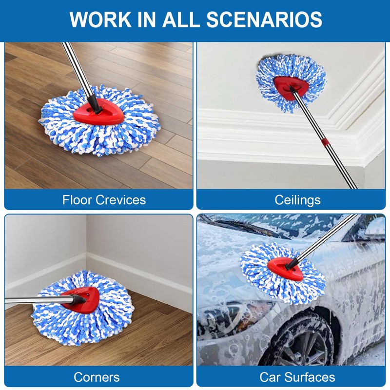 4 Pack Mop Replace Heads for 2 Tank System, Spin