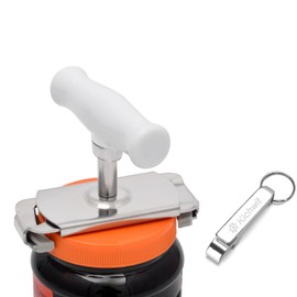 Kichwit Metal Jar Opener with Rubber Grippers, Bottle Opener Keychain Included