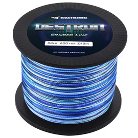 KastKing Destron - Línea de pesca trenzada, camuflaje azul, 150 yardas-30 libras -0,28 mm