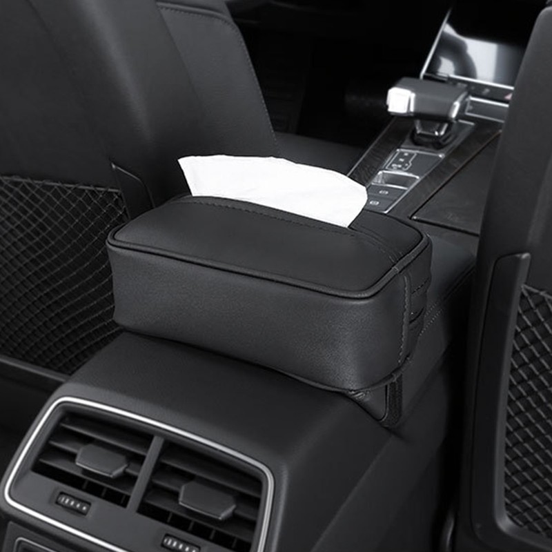 Car Tissue Box Multifunction Leather Seat Back Napkin Holder Container