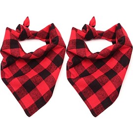 Malier 2 Pack Dog Christmas Bandanas, Classic Buffalo Red Plaid Pet Bandana Scarf Triangle Bibs Kerchief Pet Costume Outfit Accessories for Small Medium Large and Extra Large Dogs Cats Pets (X-Large)