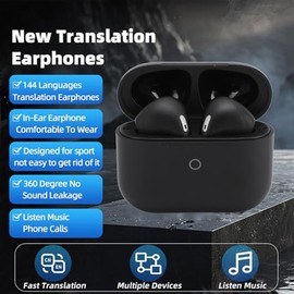Auriculares de Traducción de Idiomas, Auriculares de Traductor 144 Idiomas, Sonido HD con Cancelación de Ruido, Adecuados para la Vida Laboral de Estudio (Negro)