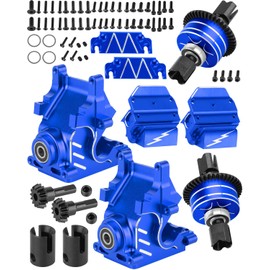 RCHuiWow RC Diff Housing Gearbox Case Upgrades Part for 1/8 Typhon Kraton Outcast Notorious 6S BLX,1/7 Infraction Limitless Mojave 6S BLX,Front Rear Transmission Box w/ 43T+10T Gear,Navy Blue