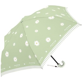Rainbow Drop Cracks Sunny Daisy Kids Folding Umbrella 50cm J Handle Flower White Flower (Light Green)