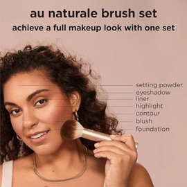 Real Techniques Au Naturale Kit de brochas de maquillaje, para base, polvos y correctores, brochas faciales de alta calidad, juego de 9 piezas