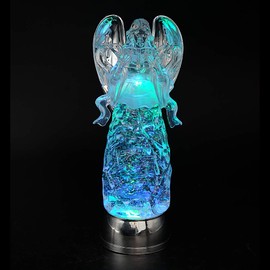DRomance 11" Angel Snow Globe Lantern Battery Operated with 6 Hour Timer Color Changing LED Light Reading Angel Swirling Glitter Water Lamp Thanksgiving Christmas Holiday Decor Gift