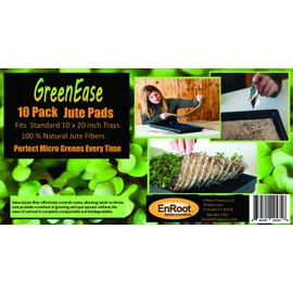 GreenEase 10x20 Jute Microgreens Hydroponic Grow Pads - 10 Pack, Fits 10x20 Standard Nursery Tray. Grow Nutritious Organic Microgreens, Wheat Grass, Plant and Seed Germination. Organic Use Certified.