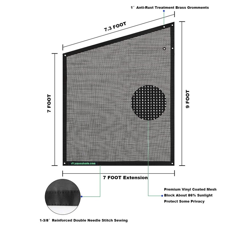 leaveshade RV Awning Side Sun Shade Screen (9'X7') Mesh Screen