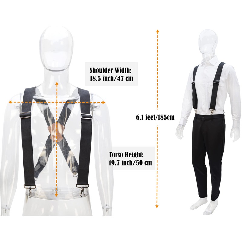 WELKINLAND 2Inch Men's Heavy Duty Suspenders w/Hooks For jeans