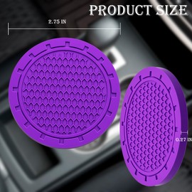 MEAJOO 2PCS Car Cup Holder Coaster, Non-Slip Cup Holders Embedded in Ornaments Coaster, 2.75 Inch Universal Recessed Car Interior Accessories (Purple)