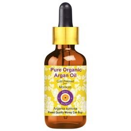 Deve Herbes Pure Organic Argan Oil (Morrocan) (Argania spinosa) with Glass Dropper Cold Pressed 100ml (3.38 oz)