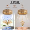 Jughtbo 0138-4H Handwoven Rattan Caged Boho Ceiling Fans with Lights
