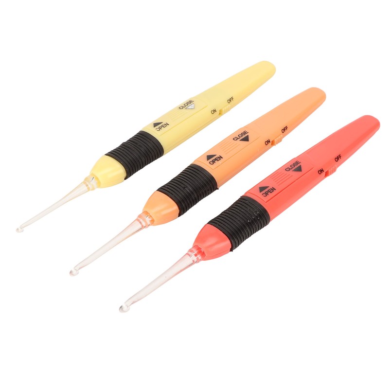 3 Pcs Lighted Crochet Hooks Set 2.5mm 3.0mm 3.5mm Lightweight