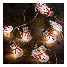 Primitives by Kathy 29319 Miniature Battery Operated Wire String Shaped Lights with Timer, Snowman