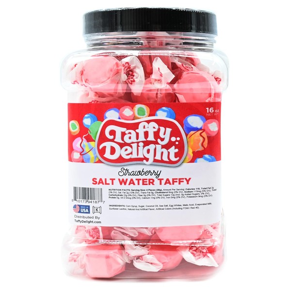 Taffy Delight Salt Water Taffy (16oz, Strawberry)