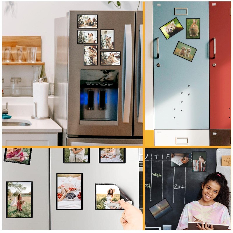 Mingting Magnetic Picture Frames 15 Packs-Fridge Magnetic Photo Frames-Holds 4