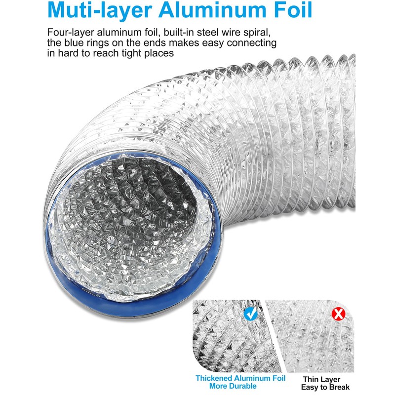 GDSTIME 4 Inch Dryer Vent Hose 10 FT, Flexible Aluminum