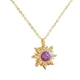 Rapunz Sun Necklace for Women Tangled Necklace Gold Sun Necklace Opal Pendant Neckalce Healing Crystal Necklace Christmas Trendy Jewelry(purple)