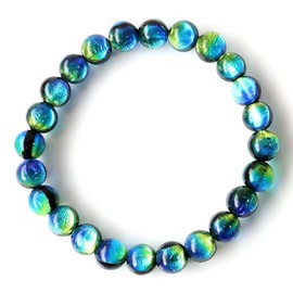 Gold Stone Keramarin Firefly Glass Bracelet, 0.3 inches (8 mm), Okinawa, Kerama Islands, Inner Diameter 7.1 inches (18 cm)