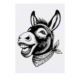 'Laughing Donkey' Temporary Tattoo - Water Resistant, Skin-Safe, Non-Toxic Transfer (TO00070349)