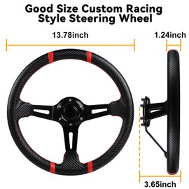 MOSNAI 13.7'' 350mm Deep Dish Steering Wheel, Racing Golf Cart Fit Club Car DS and Precedent,Yamaha EZGO RXV & TXT Golf Cart Steering Wheel Golf Cart Steering Wheel Style 10