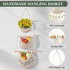 Cimvidi Hanging Fruit Baskets, 3-Tier Fruit Hanging Basket, Hand Woven