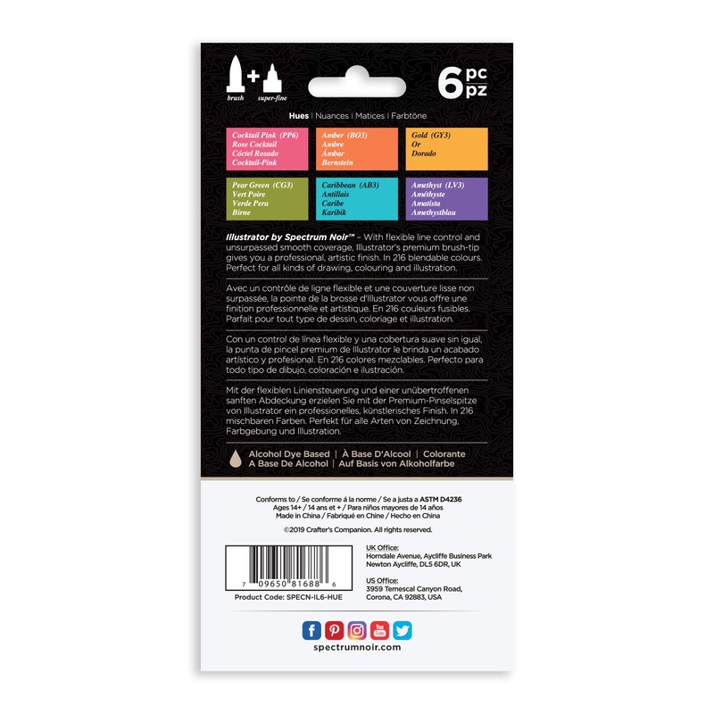 Spectrum Noir Illustrator (6Pc) - hues, Pack of 6 ,