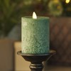 Luminara Dark Green Seaglass Flameless Candle Moving Flame Pillar, Unscented