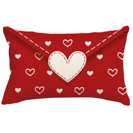 RABUSOFA Valentine Pillow Covers 12x20,Red Valentine Day Pillows Decorative Heart Throw Pillows,Outdoor Valentines Lumbar Pillows Cases Decoration for Sofa Couch (3-12) (12"x20")